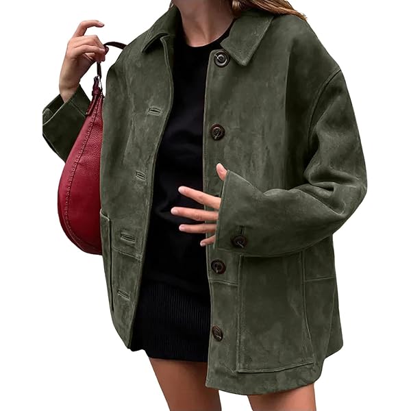 vintage suède jacket スエードジャケット TALONジッパー IDEALSANXUN Suede Jacket Women Fall Winter Casual Oversized Faux